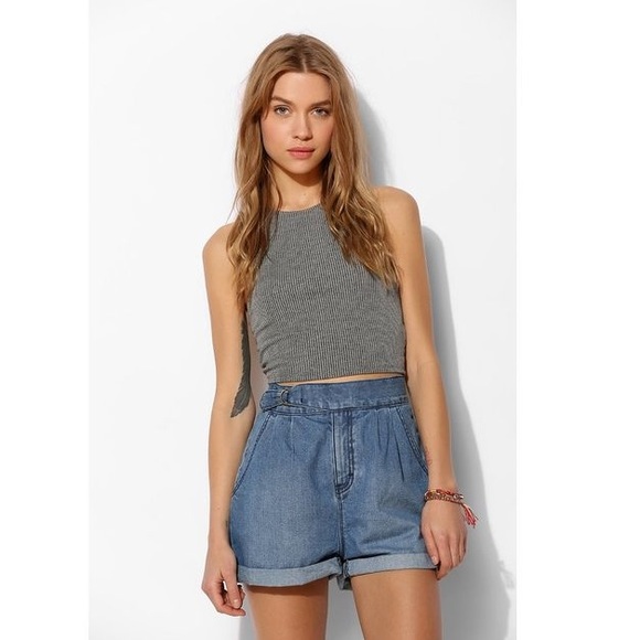 belted denim shorts